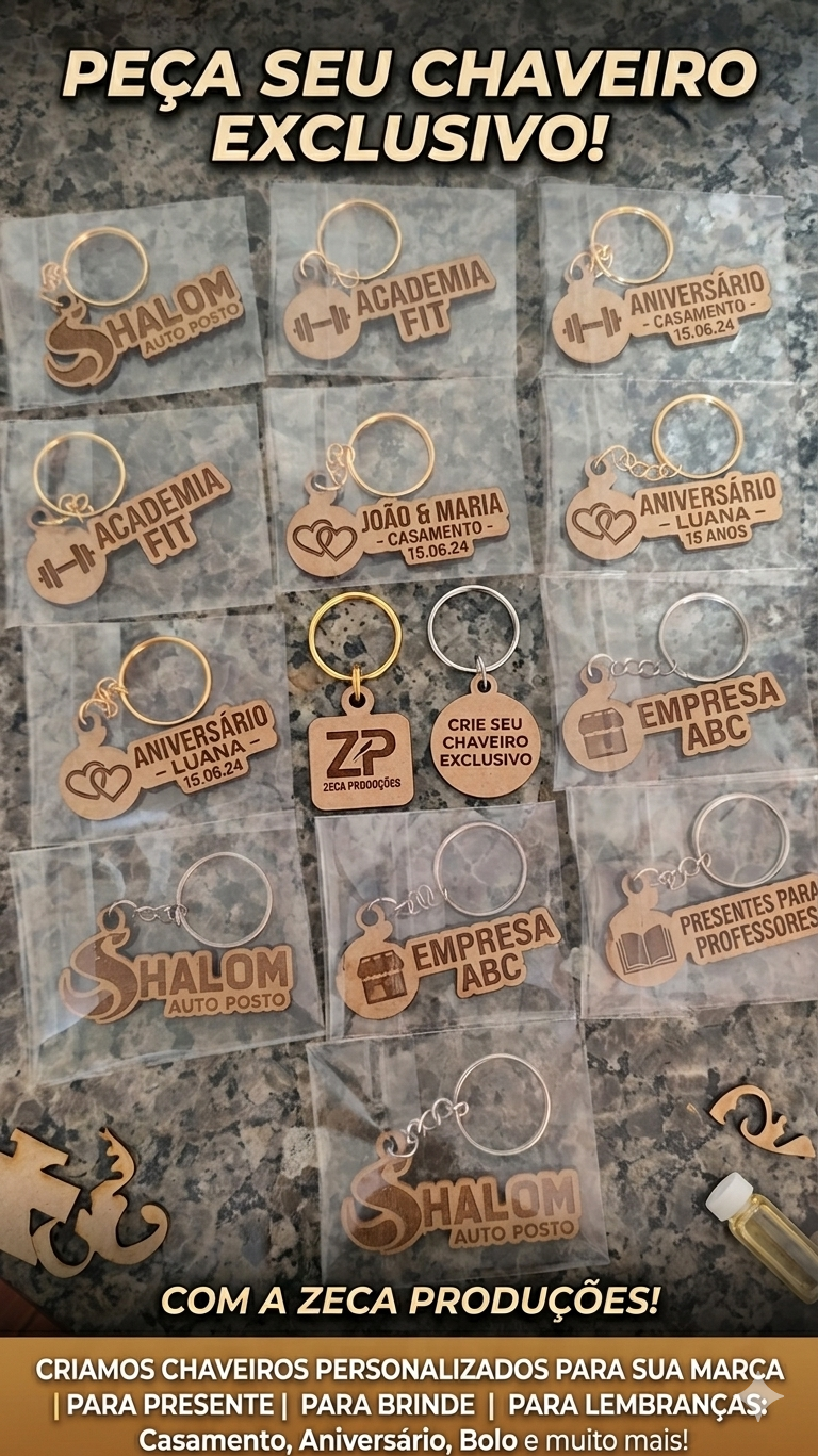 100 Unidadea  de Chaveiros personalizado em MDF